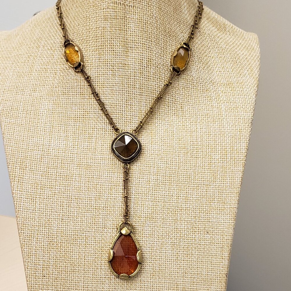 Xiomaro Castro, Vintage, signed multi strand yellow, orange, tan Y necklace